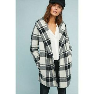 Anthropologie Field Flower Plaid Sweater Coat Size Medium